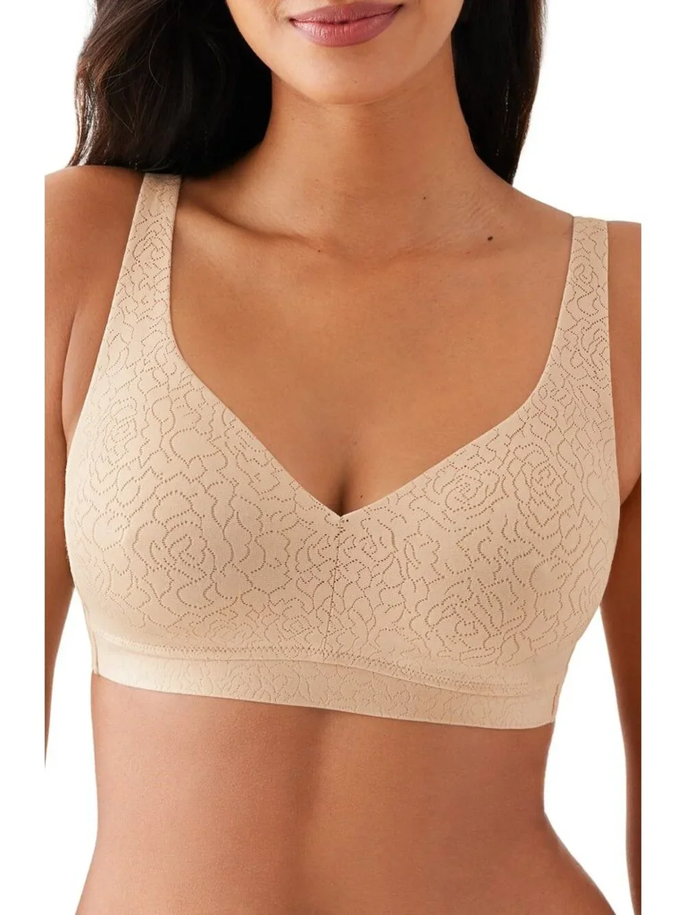 🆕WACOAL Inside Job Full Unpadded Wireless Bra 36D Beige #852345 - Picture 2 of 7